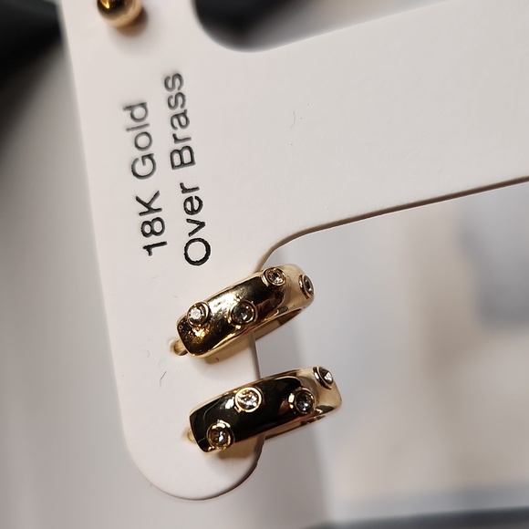 18K Over Brass Earrings 2 Pair - Picture 3 of 4